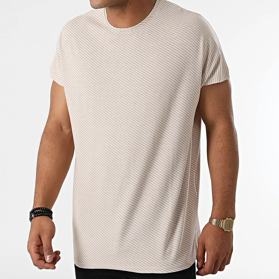 Offres 🥰 Tee 👕 Shirt Sans Manches A Rayures 1041 Beige Blanc de 2Y Premium 🥰 2 Offres 🥰 Tee 👕 Shirt Sans Manches A Rayures 1041 Beige Blanc de 2Y Premium 🥰