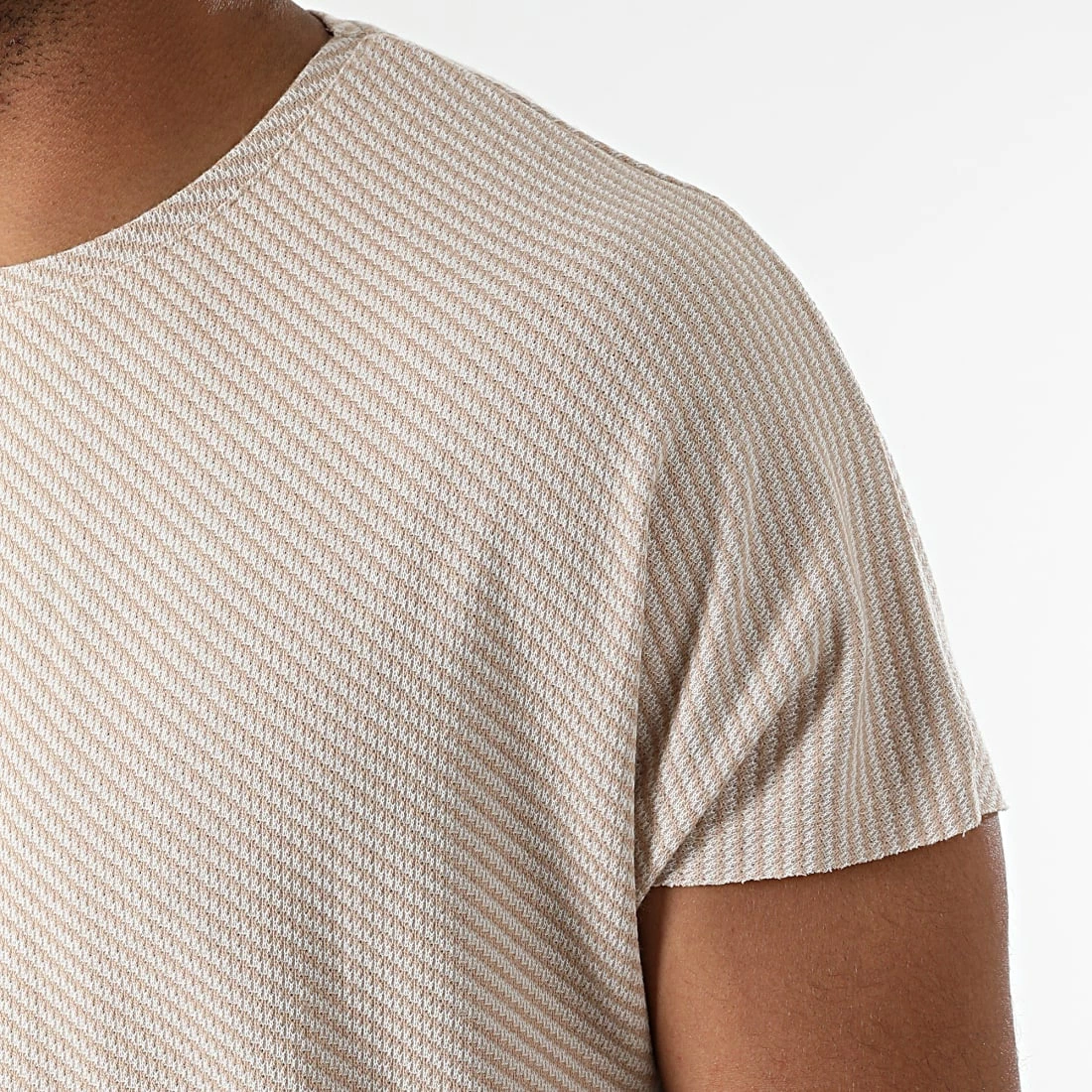 Offres 🥰 Tee 👕 Shirt Sans Manches A Rayures 1041 Beige Blanc de 2Y Premium 🥰 3 Offres 🥰 Tee 👕 Shirt Sans Manches A Rayures 1041 Beige Blanc de 2Y Premium 🥰 – Image 2