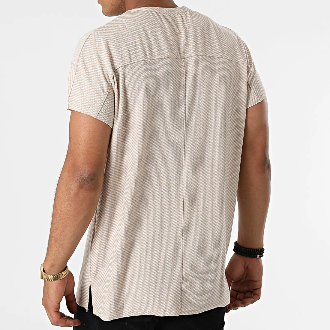 Offres 🥰 Tee 👕 Shirt Sans Manches A Rayures 1041 Beige Blanc de 2Y Premium 🥰 5 Offres 🥰 Tee 👕 Shirt Sans Manches A Rayures 1041 Beige Blanc de 2Y Premium 🥰 – Image 4