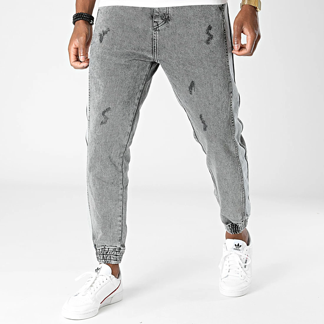 Budget 😉 Jogger Pant Jean A Bandes B6189 Gris de 2Y Premium 🎉 3 Budget 😉 Jogger Pant Jean A Bandes B6189 Gris de 2Y Premium 🎉