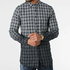 Acheter 🔔 Chemise Manches Longues A Carreaux G1007 Bleu Marine Blanc de 2Y Premium ✔️ -2Y Premium Soldes 2y premium 287863 NG G1007 BLUE 20211013T155409 03