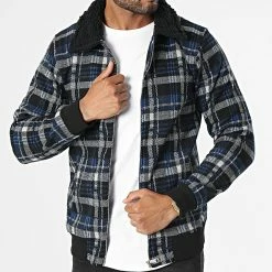 Sortie 🛒 Surchemise Carreaux 8041 Bleu Marine Noir de 2Y Premium 👍