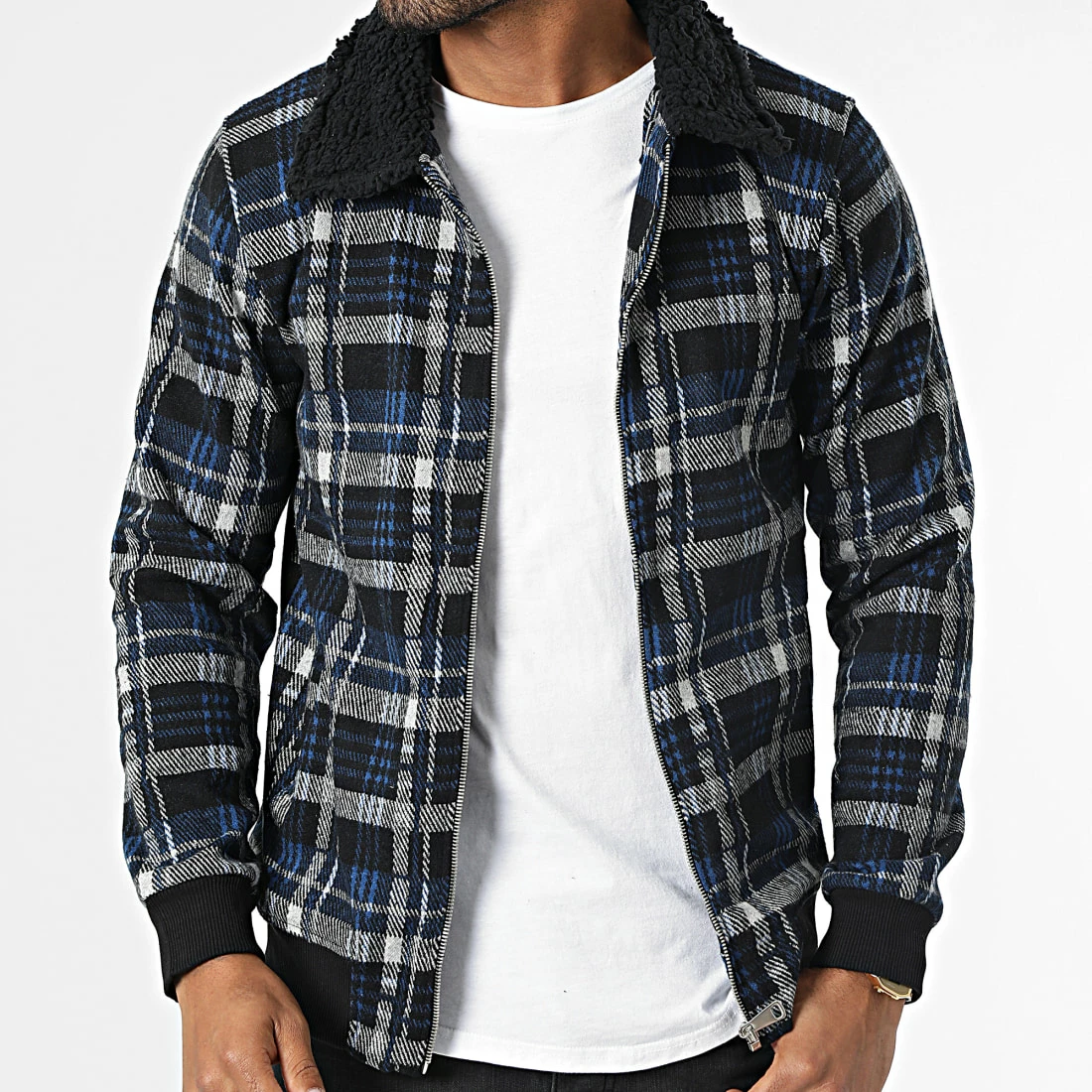 Sortie 🛒 Surchemise Carreaux 8041 Bleu Marine Noir de 2Y Premium 👍 5 Sortie 🛒 Surchemise Carreaux 8041 Bleu Marine Noir de 2Y Premium 👍 – Image 3