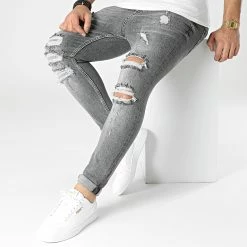 Promo 🔔 Jean Skinny AT8166 Gris de 2Y Premium 🧨 -2Y Premium Soldes 2y premium 296193 AT8166 GREY 20211224T105226 03