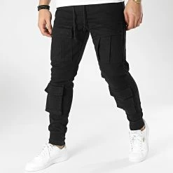 Coupon 👍 Pantalon Cargo Slim B6840 Noir de 2Y Premium 😉
