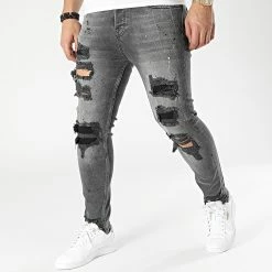 De gros 👍 Jean Slim AT8158 Gris Anthracite de 2Y Premium 👏