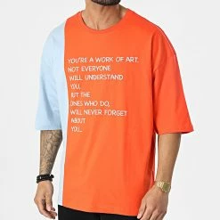 Budget 🤩 Tee 👚 Shirt FT-6119 Orange Bleu Clair de 2Y Premium 😀