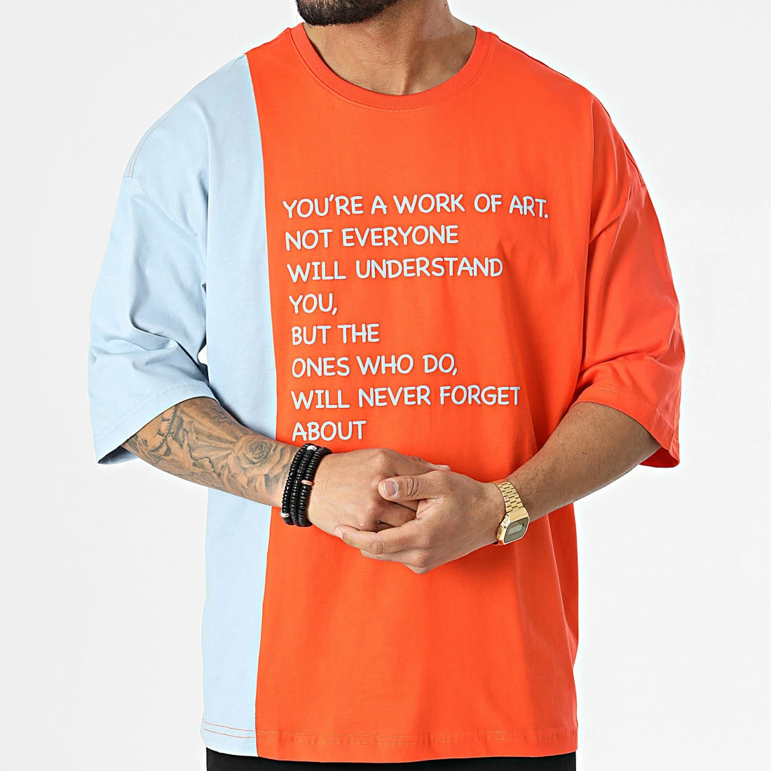 Budget 🤩 Tee 👚 Shirt FT-6119 Orange Bleu Clair de 2Y Premium 😀 5 Budget 🤩 Tee 👚 Shirt FT-6119 Orange Bleu Clair de 2Y Premium 😀 – Image 3