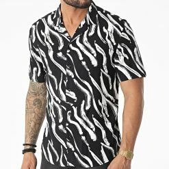 Bon marché ⌛ Chemise Manches Courtes G-9028 Noir Blanc de 2Y Premium ✨ -2Y Premium Soldes 2y premium 310638 G 9028 BLACK 20220324T162506 03