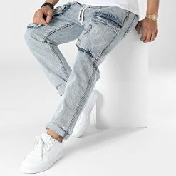 Nouveau ✨ Pantalon Cargo En Jean B7040 Bleu Denim de 2Y Premium 😀 -2Y Premium Soldes 2y premium 316335 B7040 BLUE 20220426T143929 03