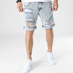 Offres 😍 Short Jean K7112 Bleu Wash de 2Y Premium 🥰 -2Y Premium Soldes 2y premium 325665 K7112 BLUE 20220704T154613 03