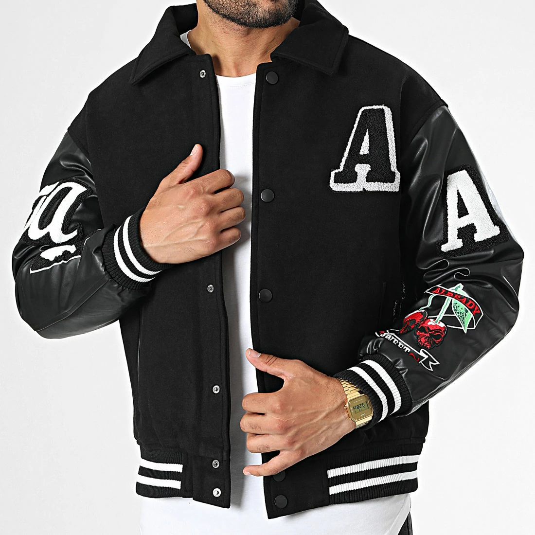 Sortie ⌛ Veste Teddy Cuir 10025 Noir Gris Anthracite de 2Y Premium 😉 5 Sortie ⌛ Veste Teddy Cuir 10025 Noir Gris Anthracite de 2Y Premium 😉 – Image 3