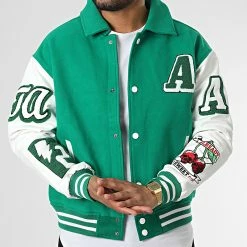 Meilleur prix ✨ Veste Teddy Cuir 10025 Vert Blanc de 2Y Premium 🤩 -2Y Premium Soldes 2y premium 335190 MNT 10025 GREEN 20220831T161602 03