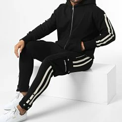 Les meilleures critiques de ⭐ Ensemble De Survetement A Bandes FTK 6195 Noir de 2Y Premium 💯