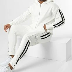 De gros 💯 Ensemble De Survetement A Bandes FTK 6195 Blanc de 2Y Premium 🔥